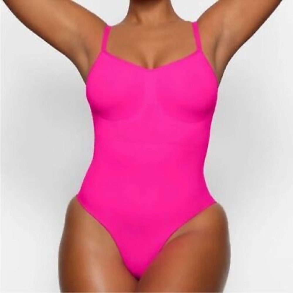 Neon Pink Skims Seamless Sculpt Bodysuit